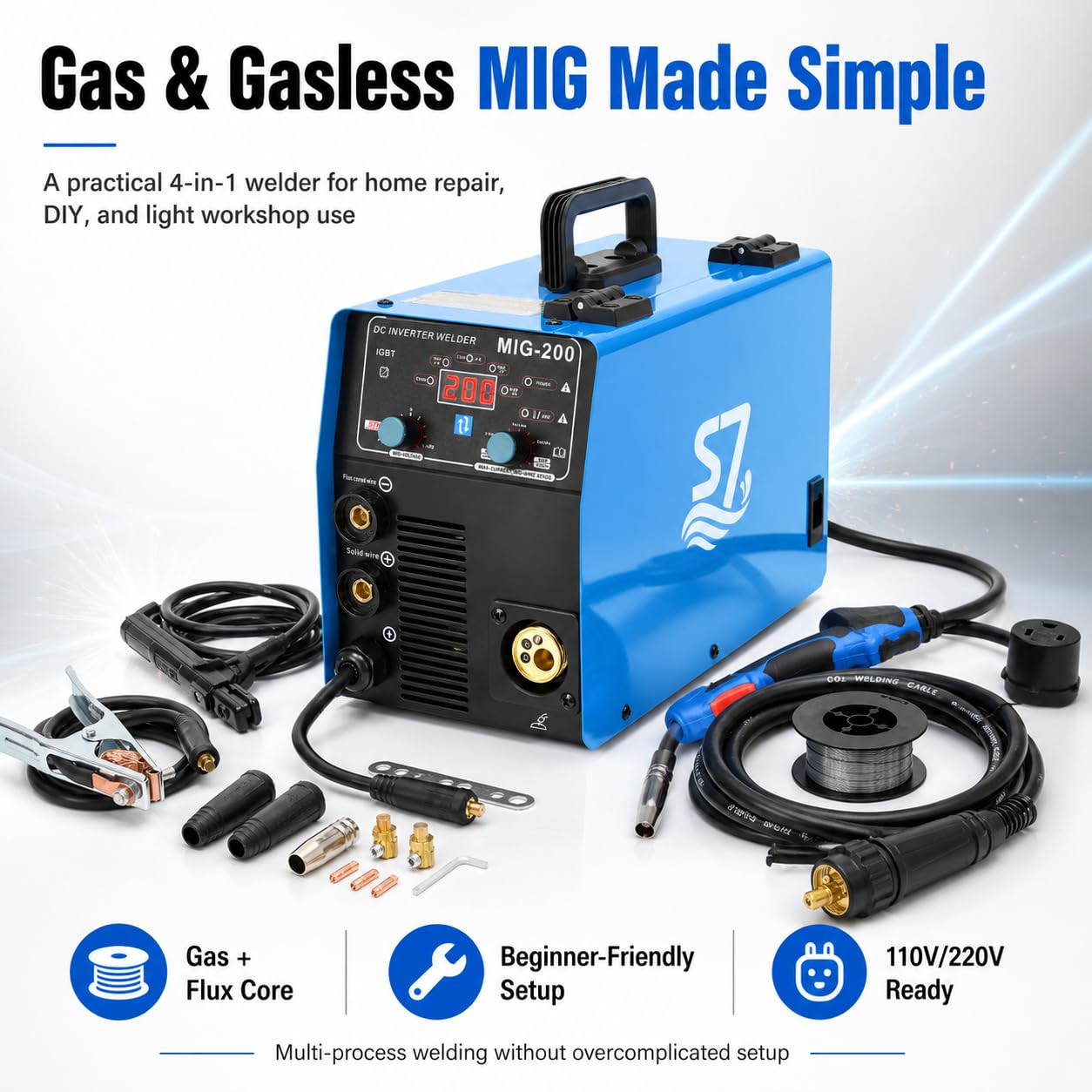 Amazon | 200A MIG Gas/Gasless 半自動溶接機 ガス/ガスフリ ARC 直流